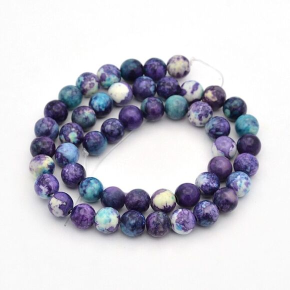 6MM Blue Violet Mix Jade Beads-ONE Gemstone Bead Strand-Jewelry Making Craft NWT - Picture 2 of 2